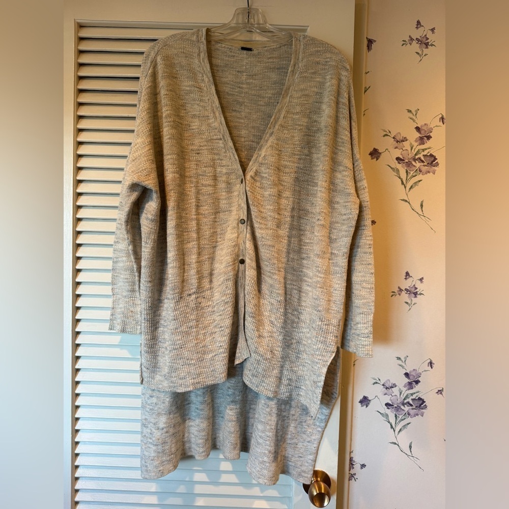Free People Multicolor High Low Snap Front Soft & Light Weight Cardigan